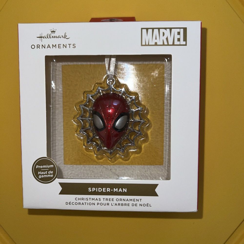 Hallmark Premium Marvel Spider-Man face & web metal Christmas ornament 2023‎ NEW